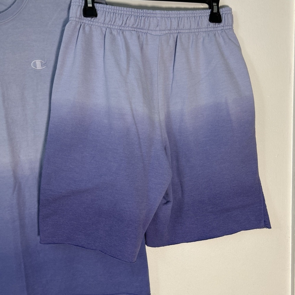 Champion Ombré Men T Shirt XL & Short M Set Blue Purple 6372 - Picture 8 of 10